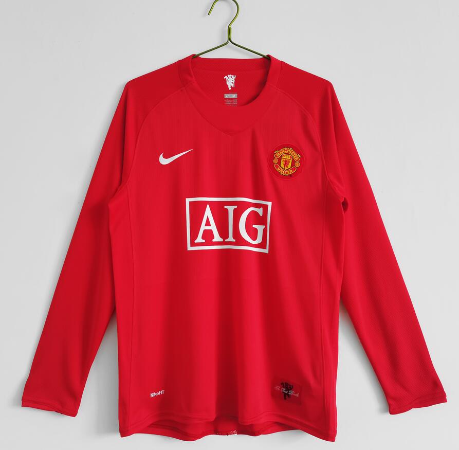 2007-08 Manchester United Retro Long Sleeve Home Kit Soccer Jersey